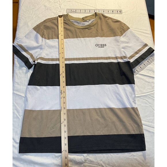 Guess Striped T-Shirt Mens Size Medium Multicolor Striped Short Sleeve Crew Neck - Picture 6 of 6